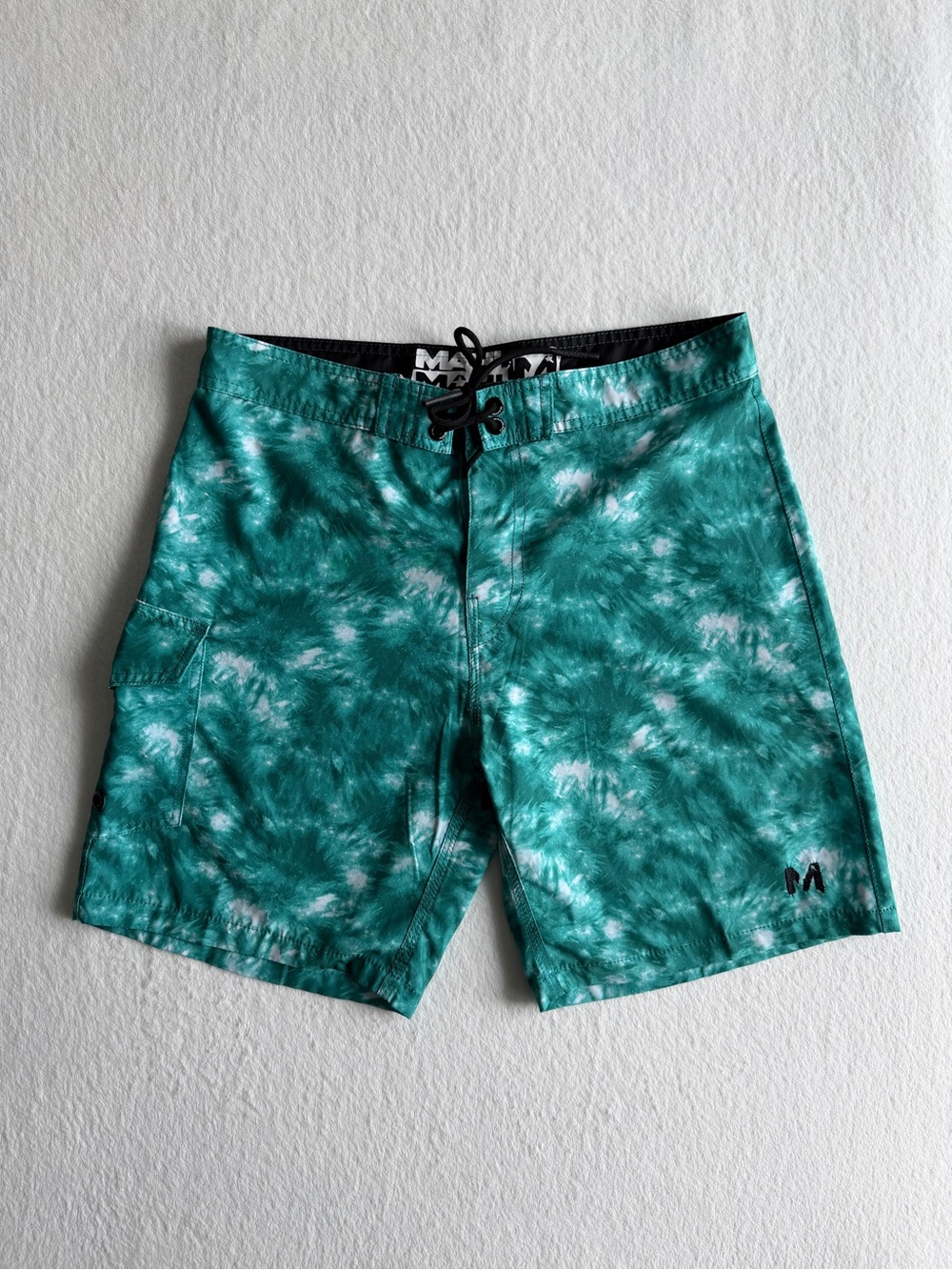 Mahi Mahi Tie Dye Board Shorts Mens Teal Size 32 Swim Trucks Surf Beachwear